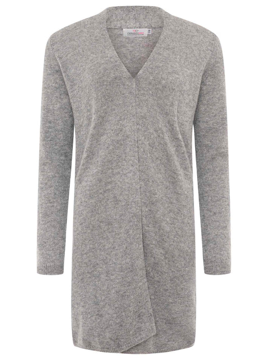 💕Zwillingsherz Strickjacke "Uni" Lang 100 % Kaschmir Loose Knit Mittelgrau