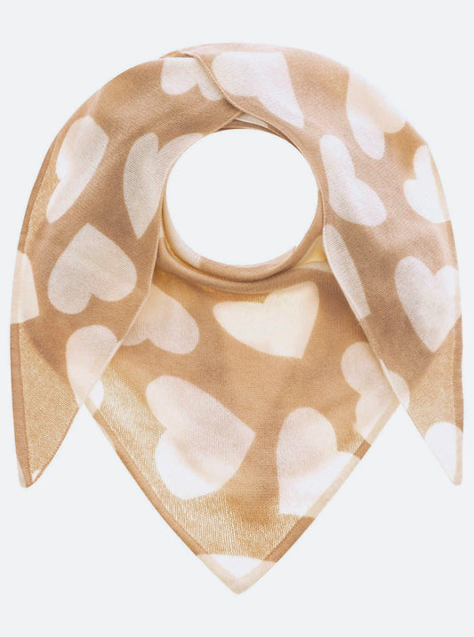 💕 Zwillingsherz Dreieckstuch "100 % Cashmere Herz" Kaschmir Mittelbeige