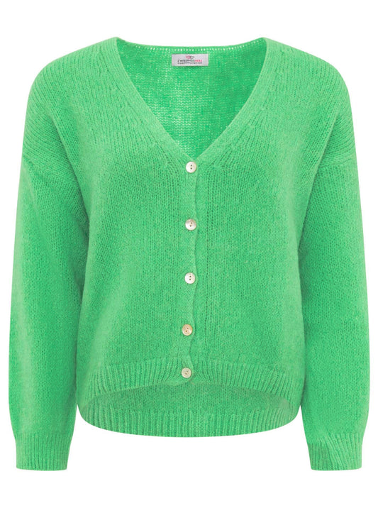 💕 Zwillingsherz Strickjacke kurz "Uni" Wolle Grün