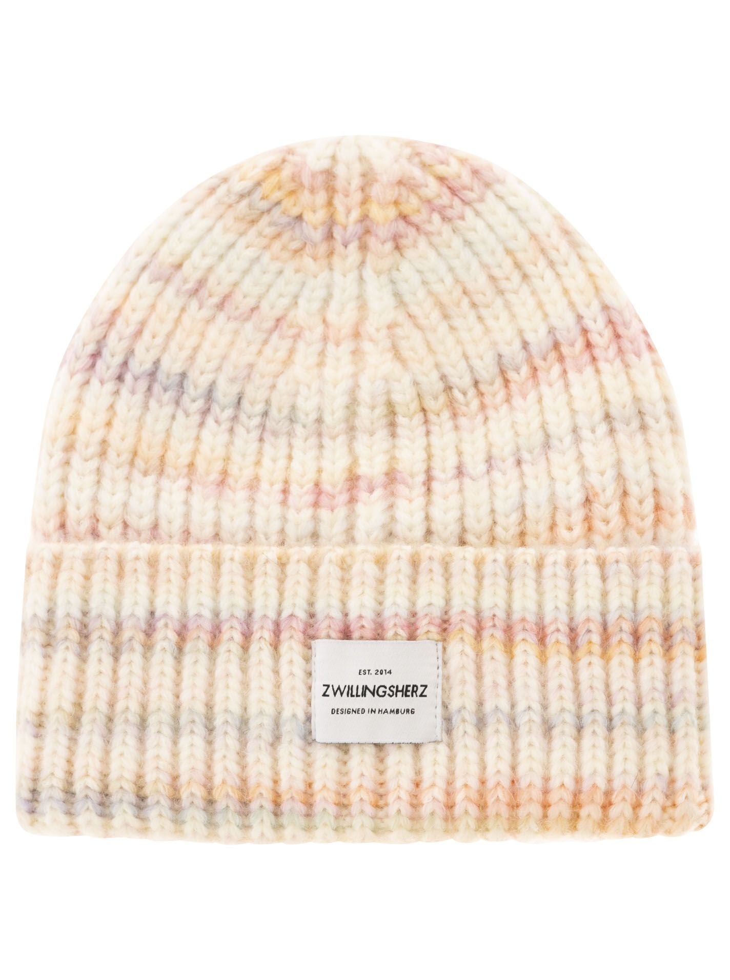 💕 Zwillingsherz Mütze "Rainbow" Beanie Wolle Viskose Rosa