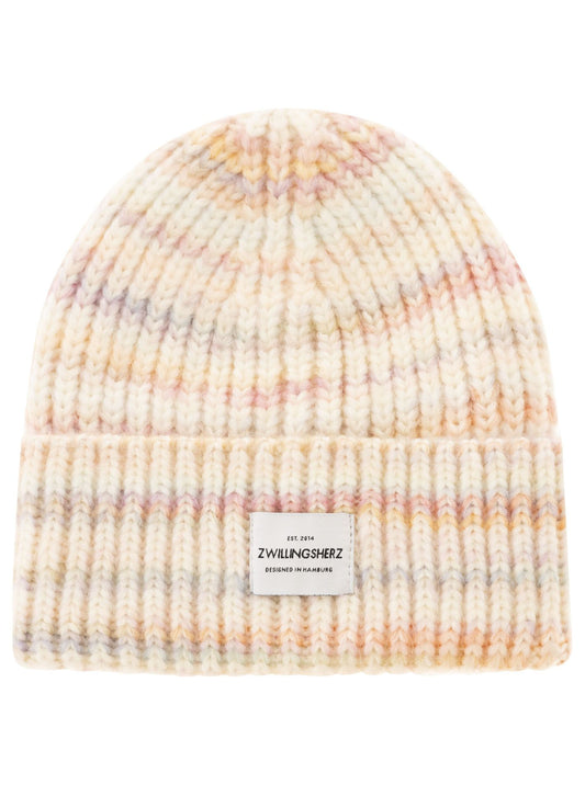 💕 Zwillingsherz Mütze "Rainbow" Beanie Wolle Viskose Rosa