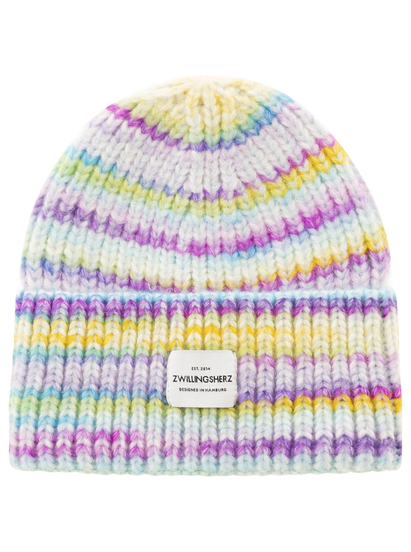 💕 Zwillingsherz Mütze "Rainbow" Beanie Wolle Viskose Lila