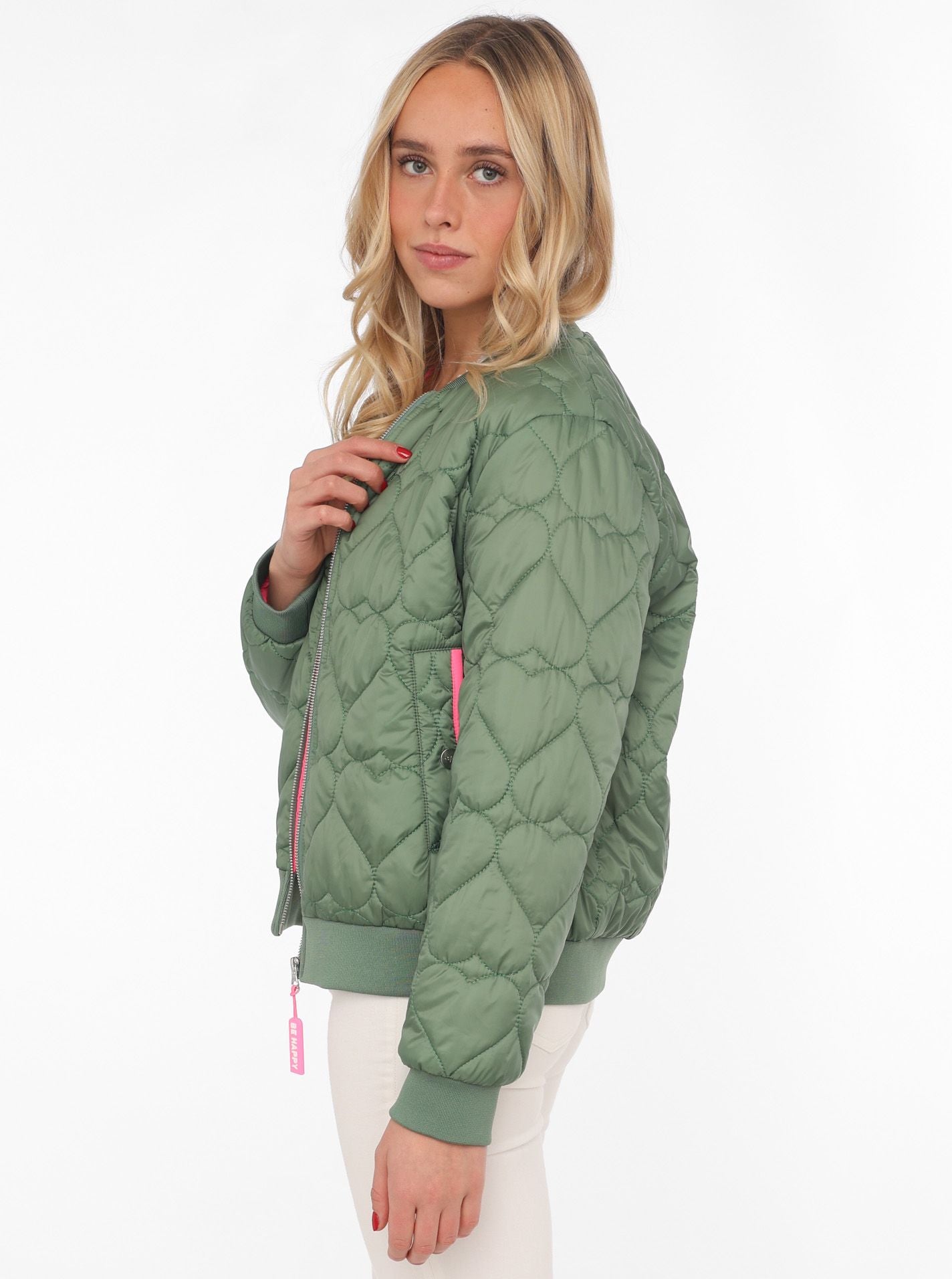 💕 Zwillingsherz Bomberjacke "Be Happy" Khaki
