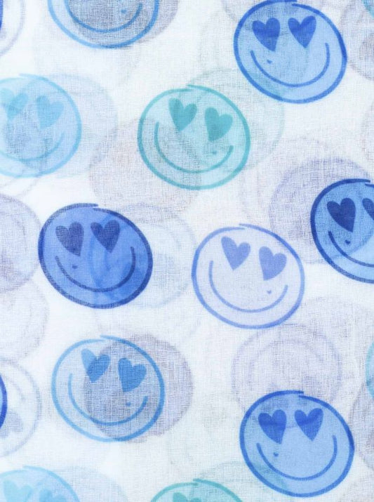 💕 Zwillingsherz Schal "Smilies" Blau