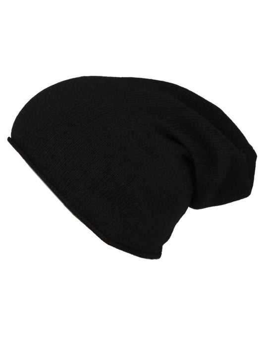 💕 Zwillingsherz Herren Mütze Beanie 100 % Kaschmir Schwarz