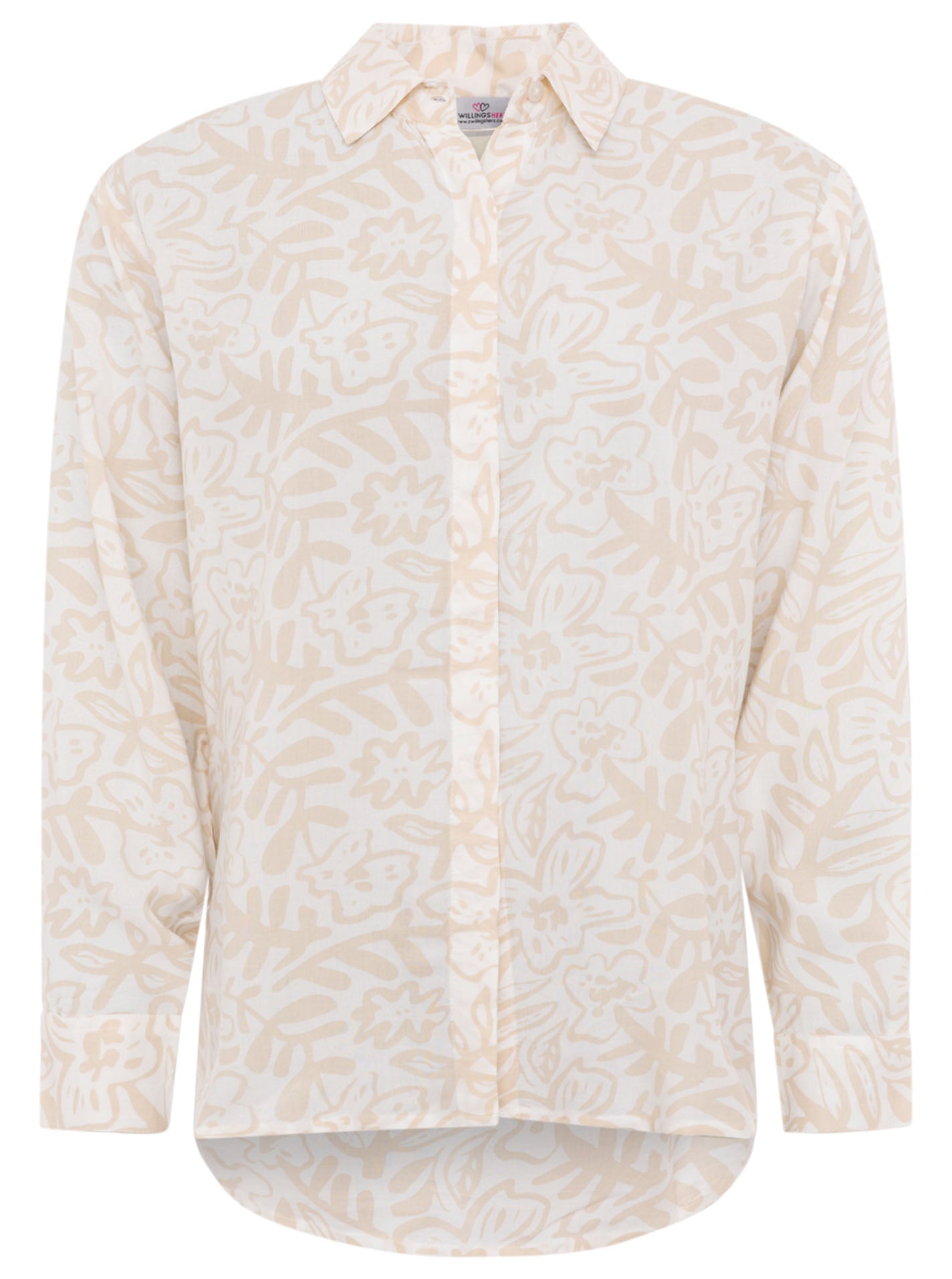 💕 Zwillingsherz Bluse Oversize "Flower Fun" Beige