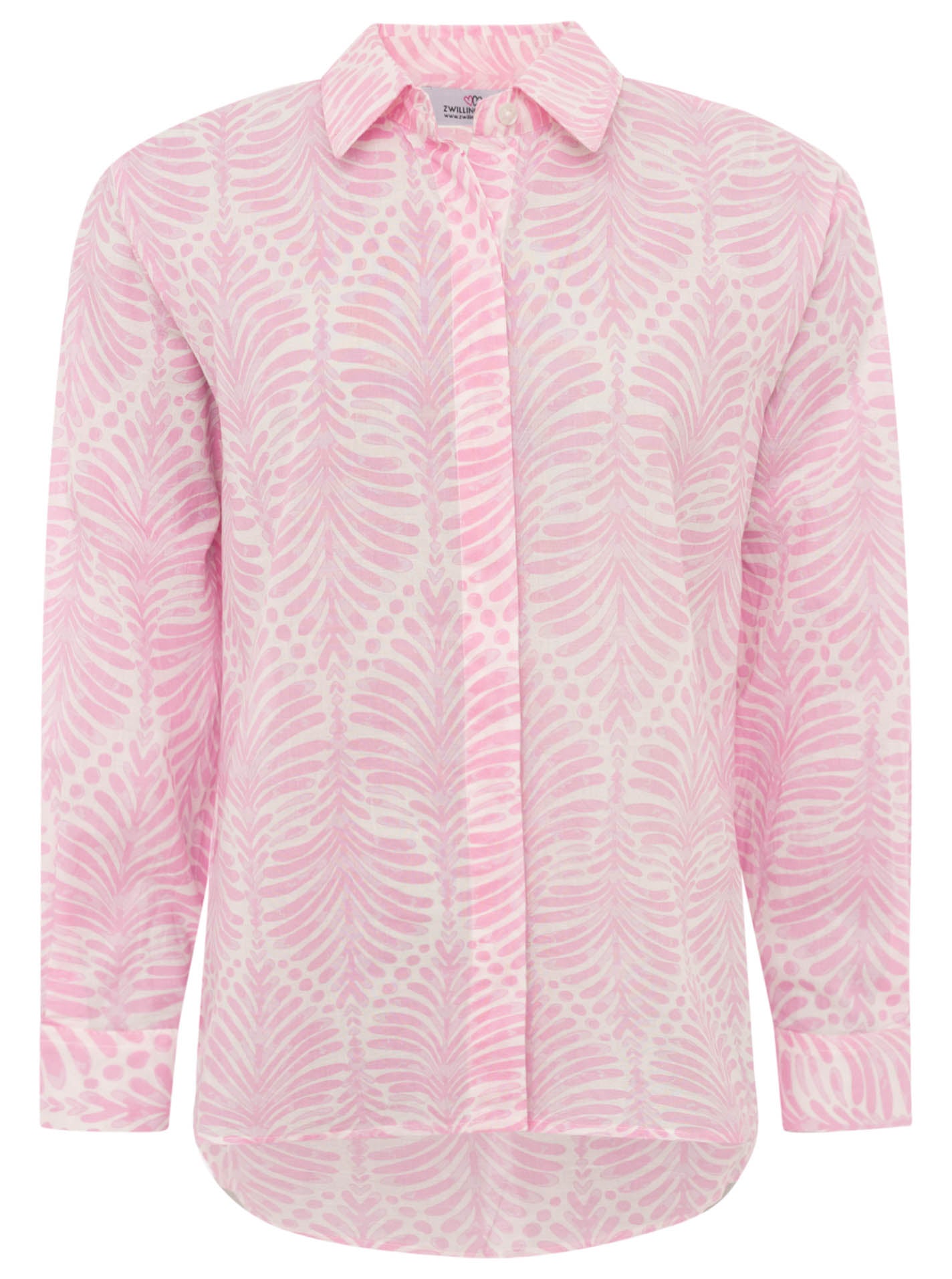 💕 Zwillingsherz Bluse Oversize "Palms & Beach" Dunkelrosa
