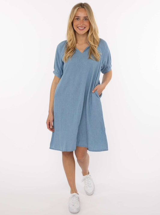 💕 Zwillingsherz Blusenkleid aus Lyocell Hellblau