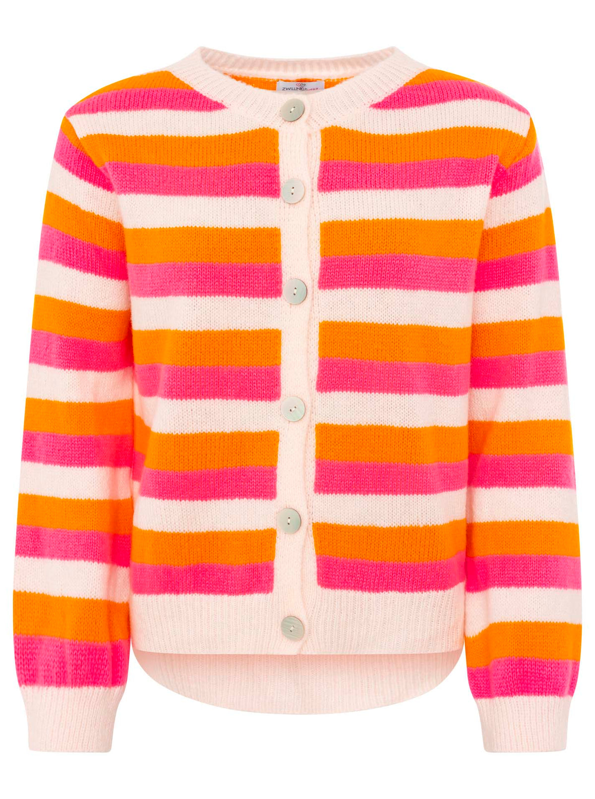 💕 Zwillingsherz Cardigan Wollmix "Bunte Streifen" Pink
