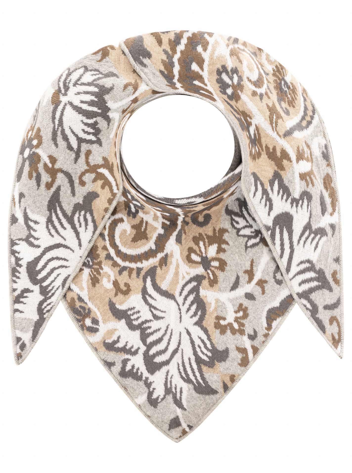 💕 Zwillingsherz Dreieckstuch "Blumen Paisley" Greige