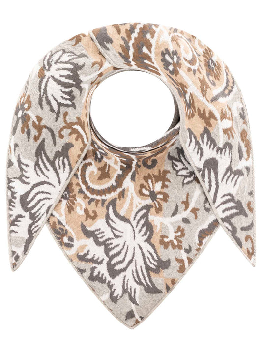 💕 Zwillingsherz Dreieckstuch "Blumen Paisley" Greige