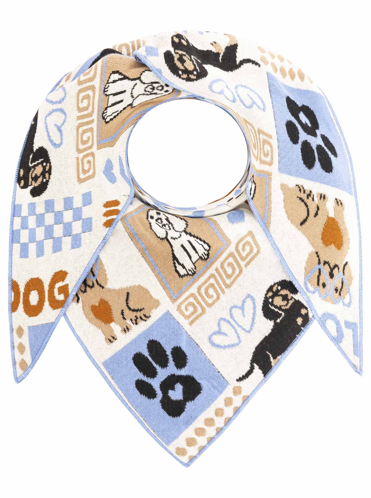 💕 Zwillingsherz Dreieckstuch "Hund Knochen Pfote" Baumwolle Blau