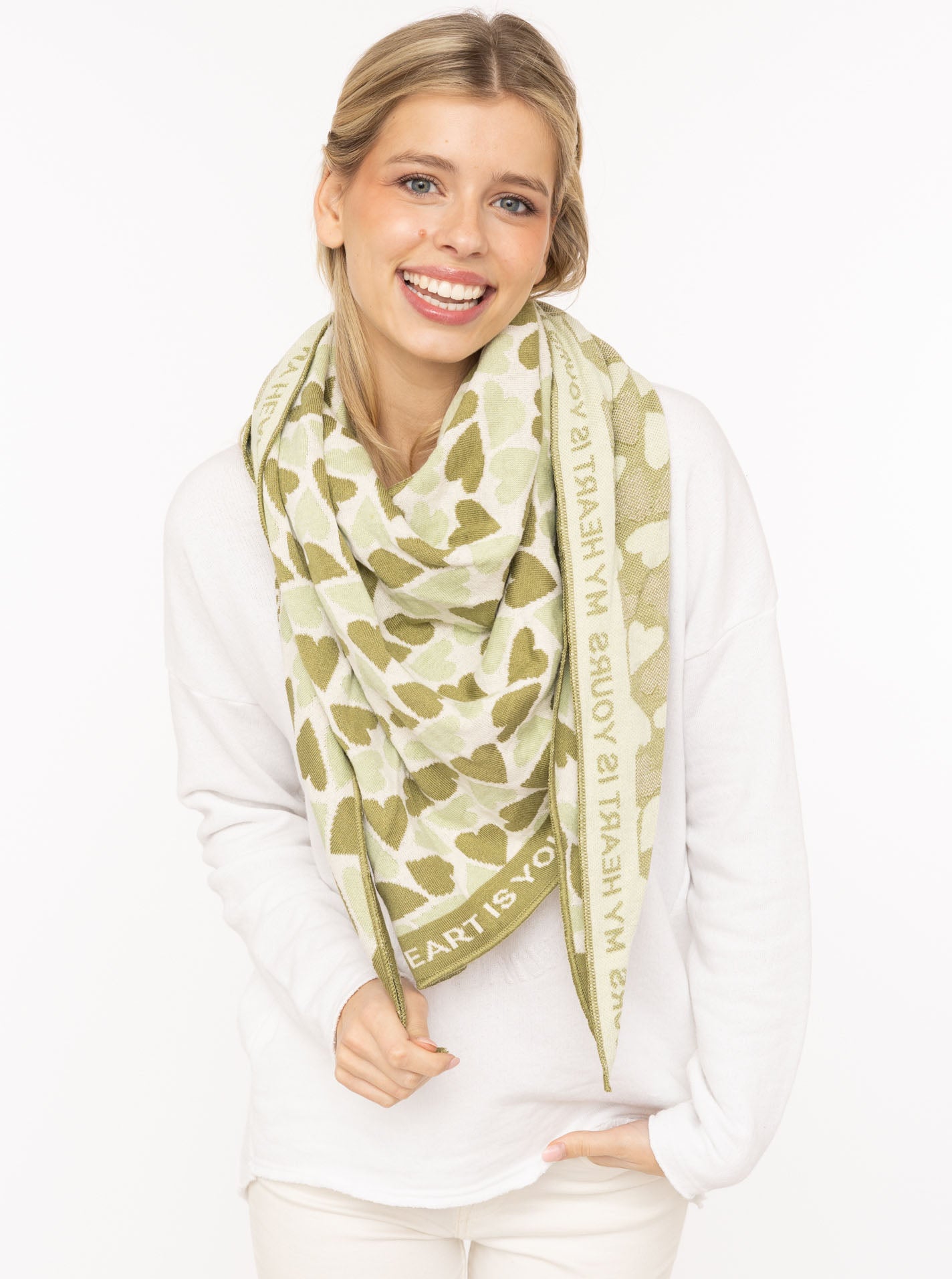 💕 Zwillingsherz Dreieckstuch "My Heart" Baumwolle Khaki