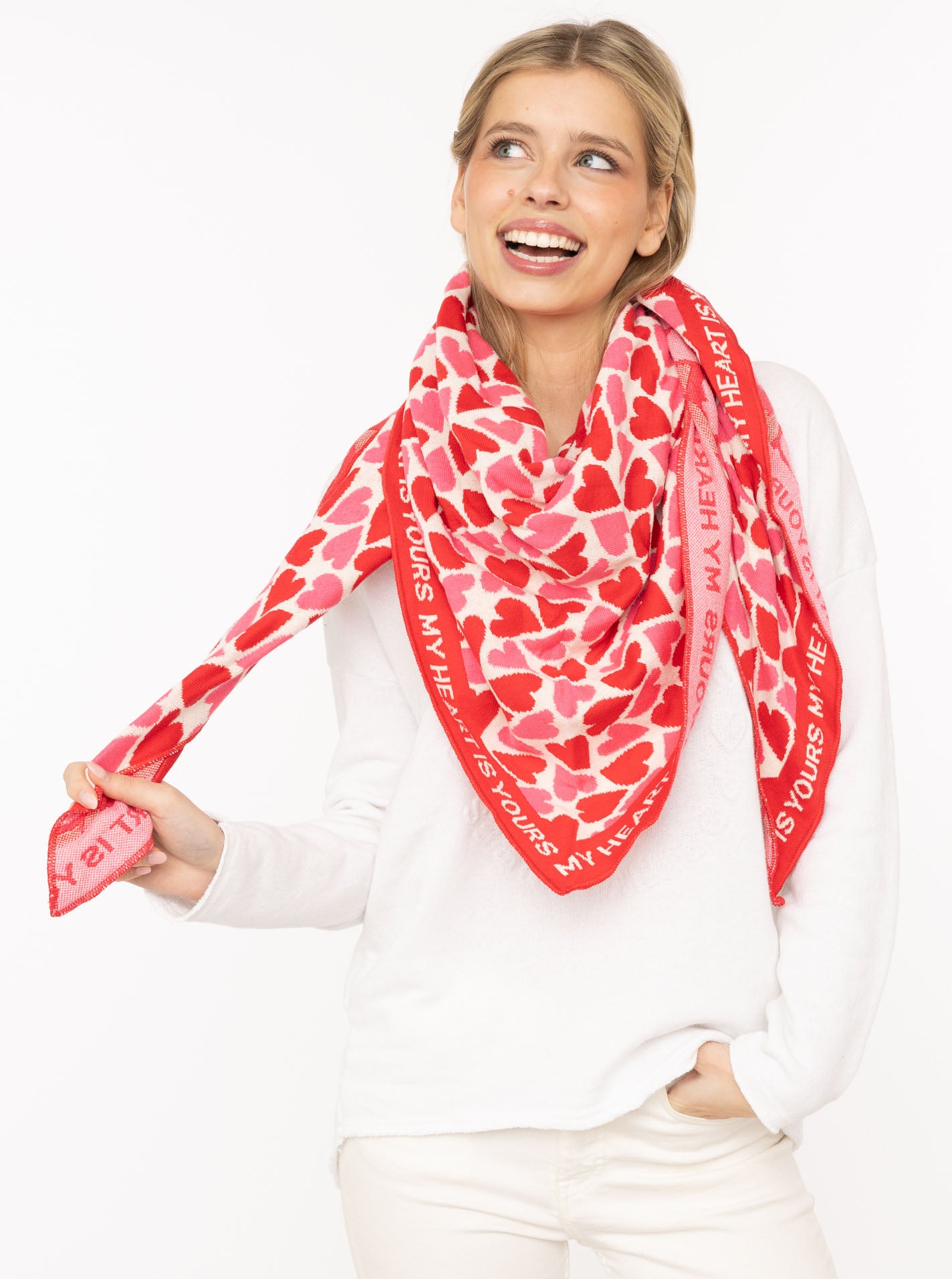 💕 Zwillingsherz Dreieckstuch "My Heart" Baumwolle Rot