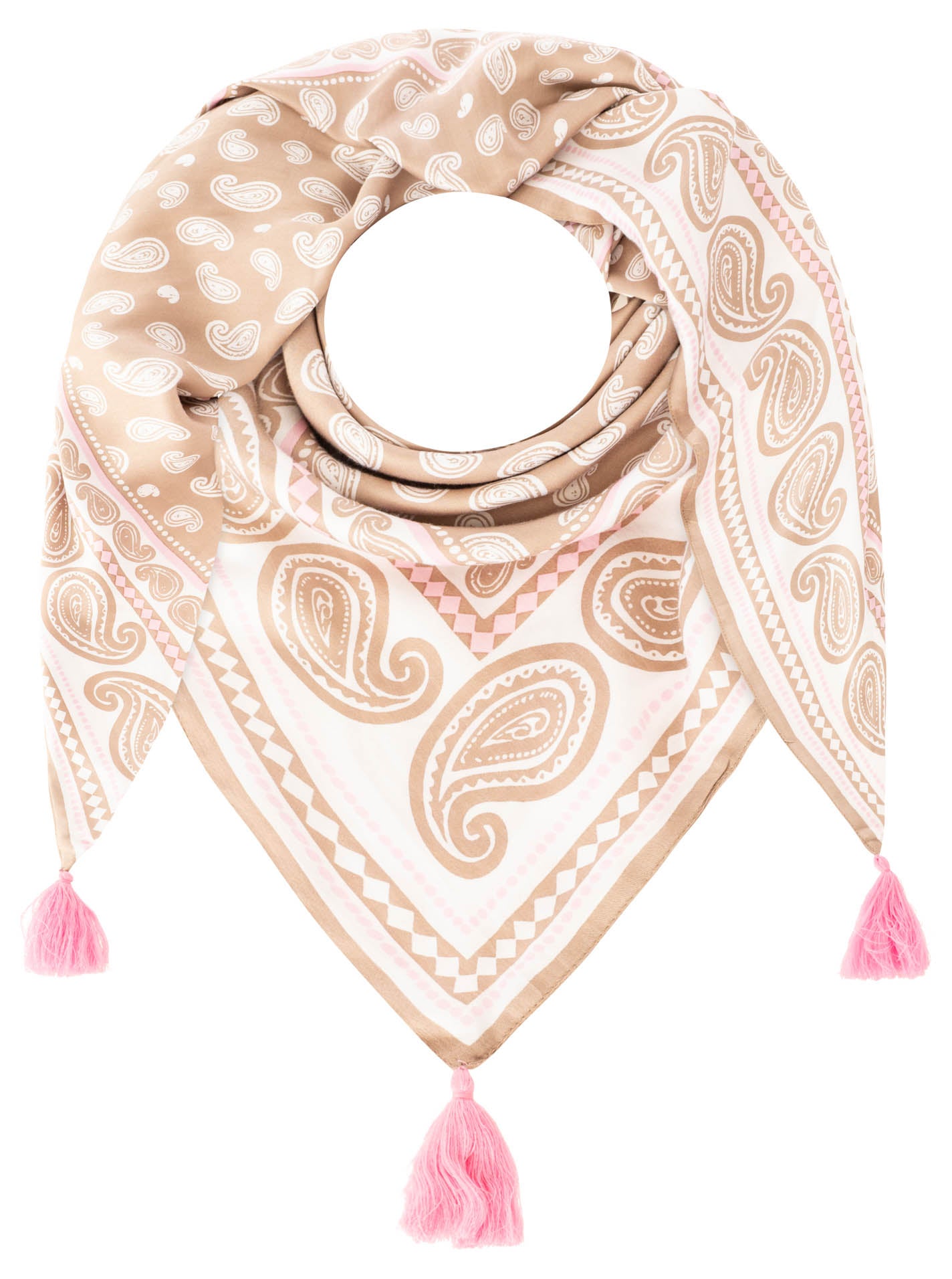 💕 Zwillingsherz Dreieckstuch "Geometric Paisley" Organic Bamboo Beige