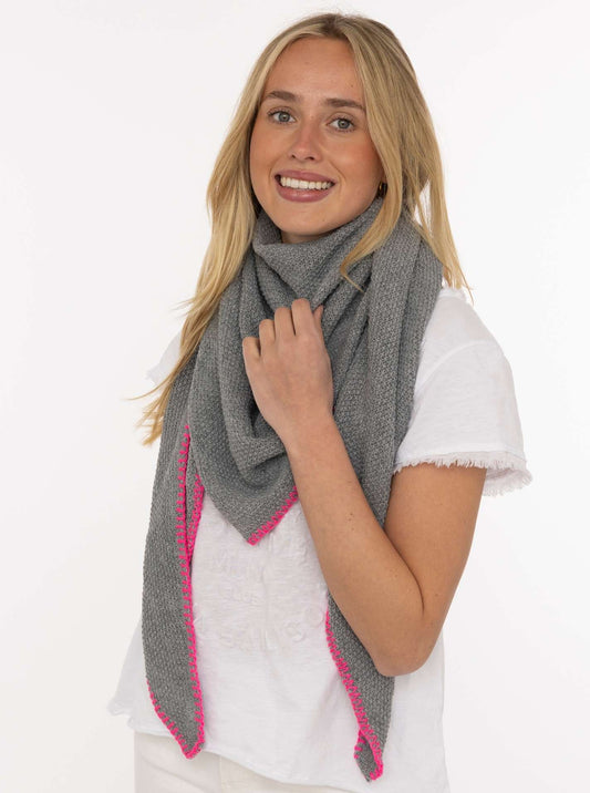 💕 Zwillingsherz Dreieckstuch "Uni Fringe" Grau