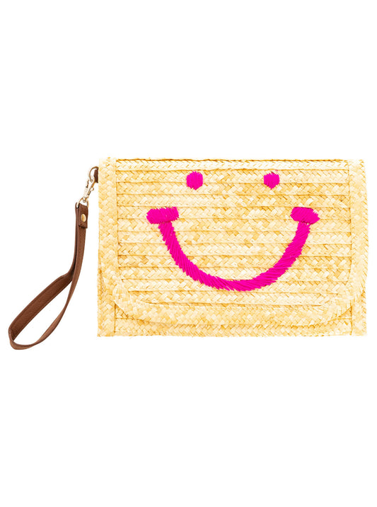 💕 Zwillingsherz Flap Bag Stroh "Smile" Pink