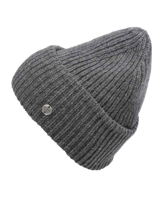 💕 Zwillingsherz Mütze "Monika" Blogger Beanie Wolle nachhaltig Dunkelgrau