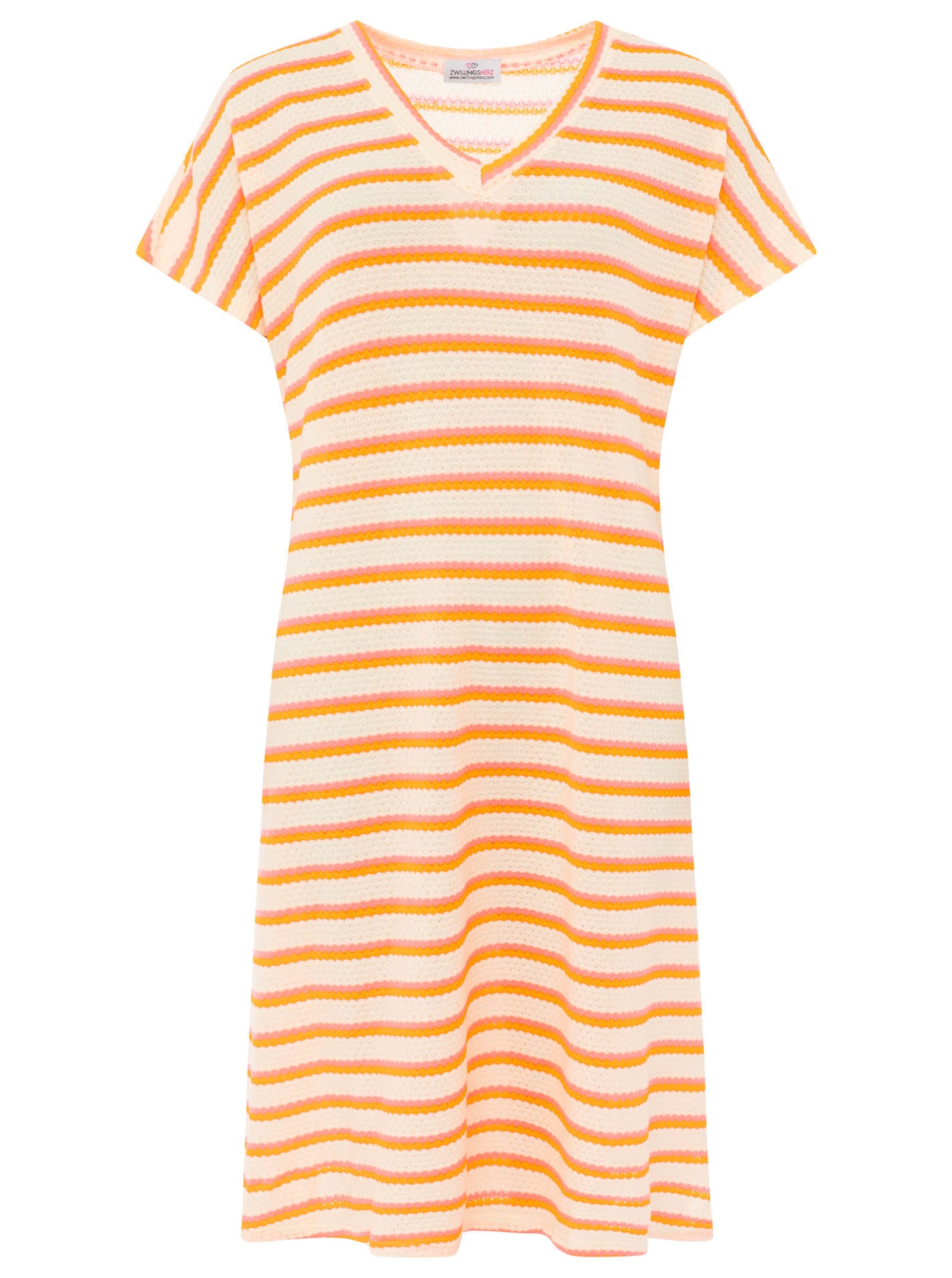 💕 Zwillingsherz Häkelkleid "Summer Lines" Neonorange