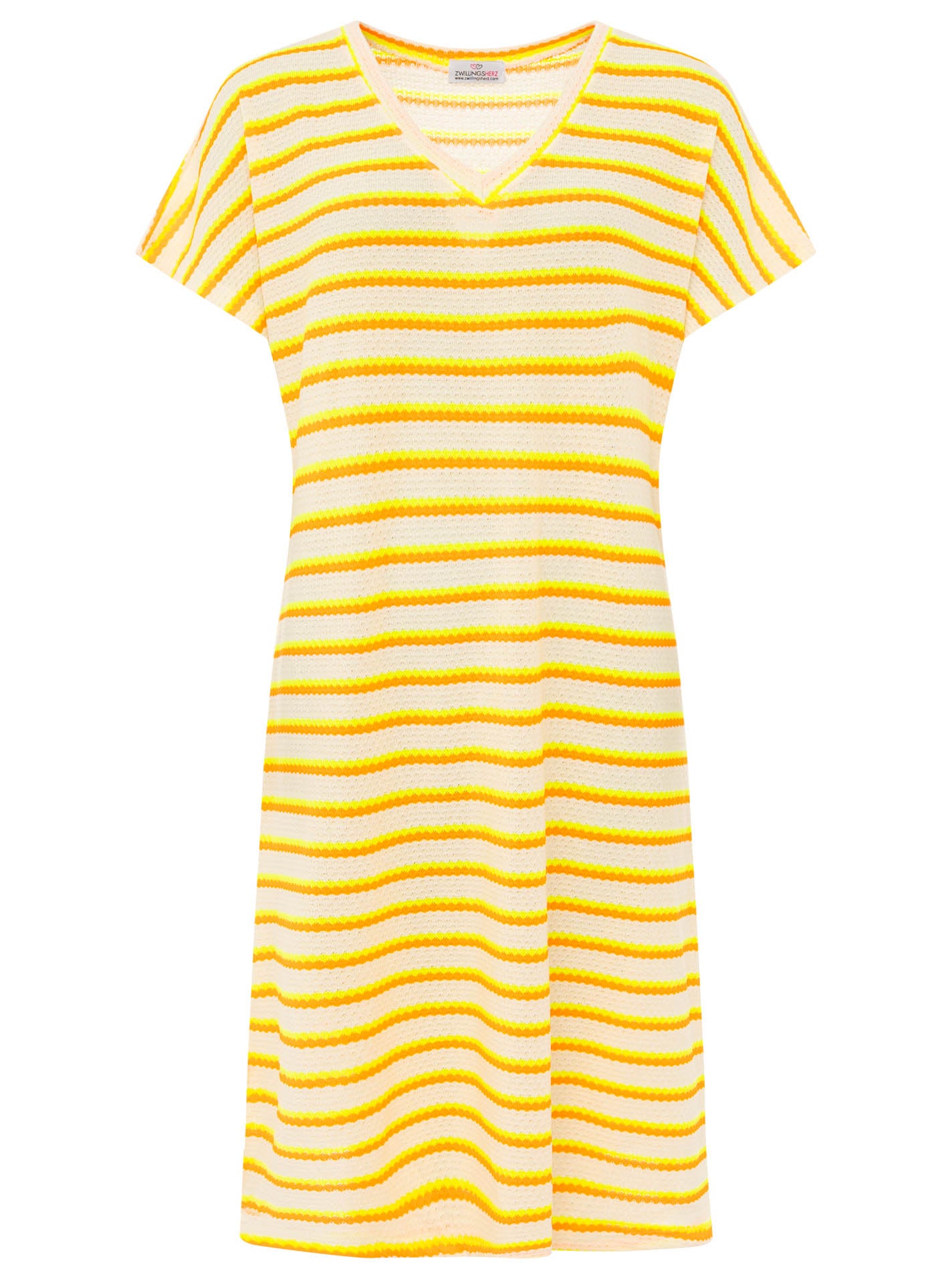 💕 Zwillingsherz Häkelkleid "Summer Lines" Neongelb
