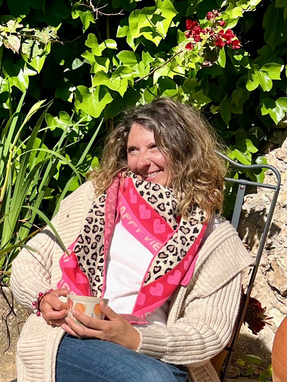 💕 Zwillingsherz Dreieckstuch "Micha" Baumwolle Pink Coralle