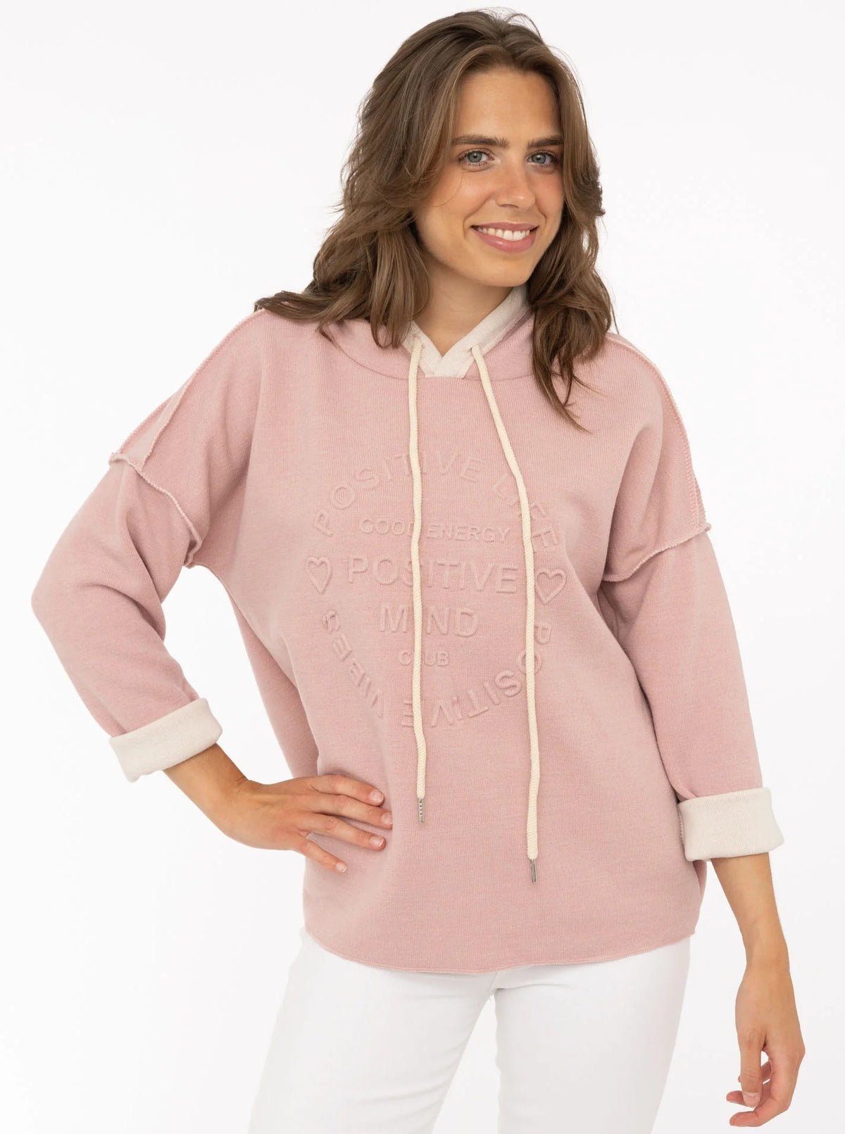 💕 Zwillingsherz Hoodie Double Face "Positive Mind" Stempeldruck (Kopie)