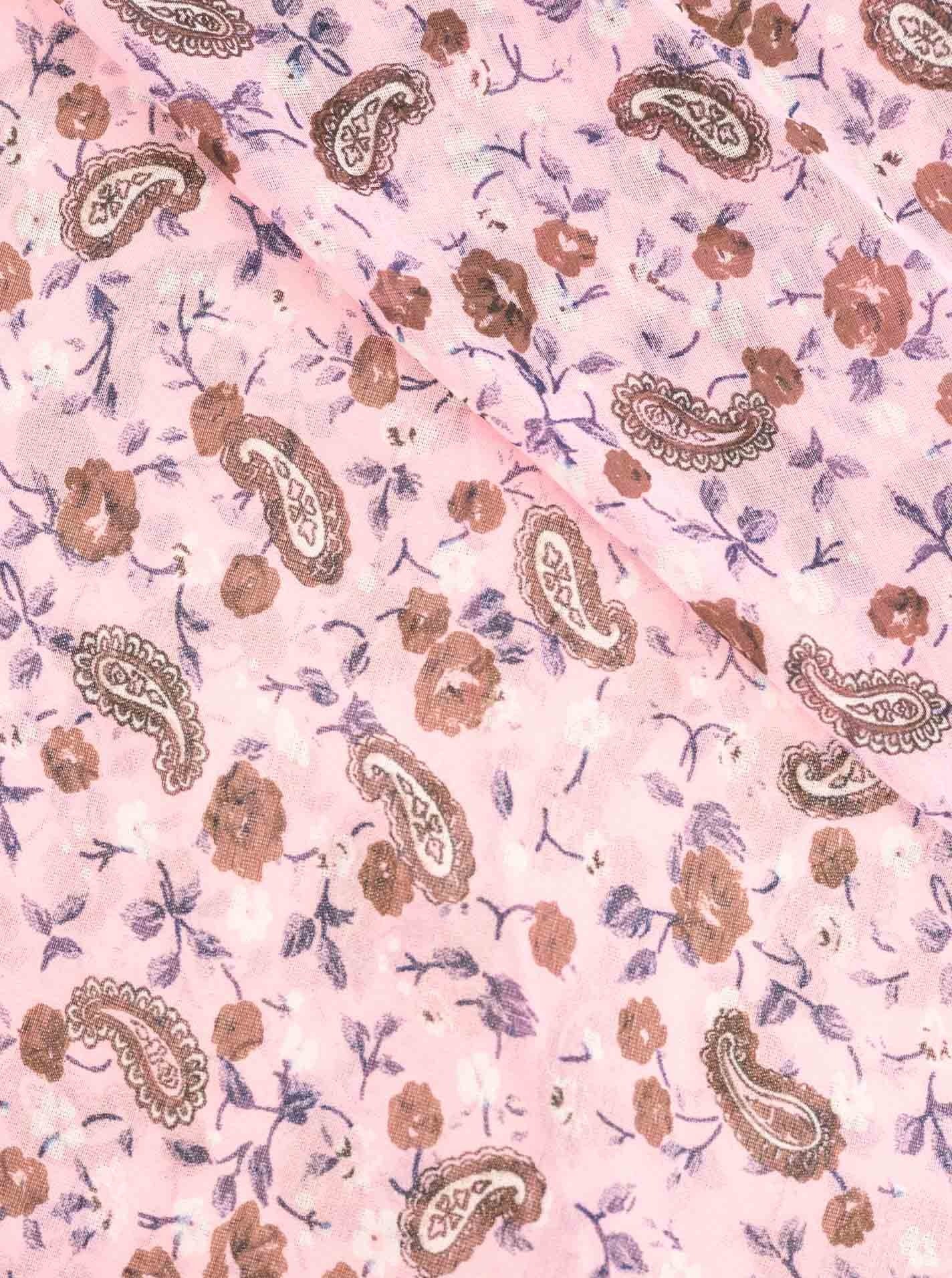 Schal Tuch "Paisley & Flowers" Baumwolle Seide Rosa