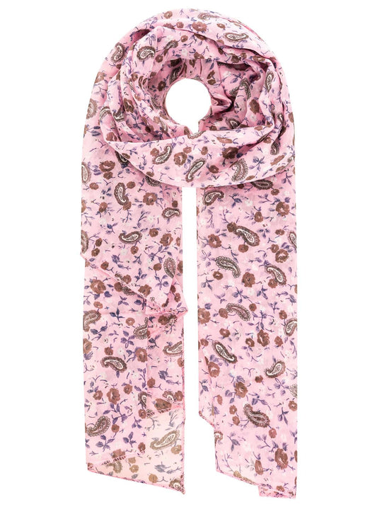 Schal Tuch "Paisley & Flowers" Baumwolle Seide Rosa