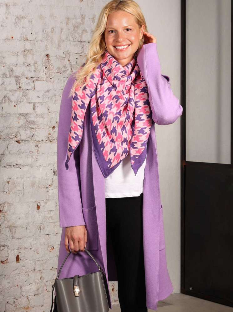 💕 Zwillingsherz Strickjacke "Janina Basic" Strickmantel offen Lavendel
