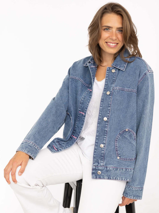 💕 Zwillingsherz Jeansjacke "Herz" Mittelblau