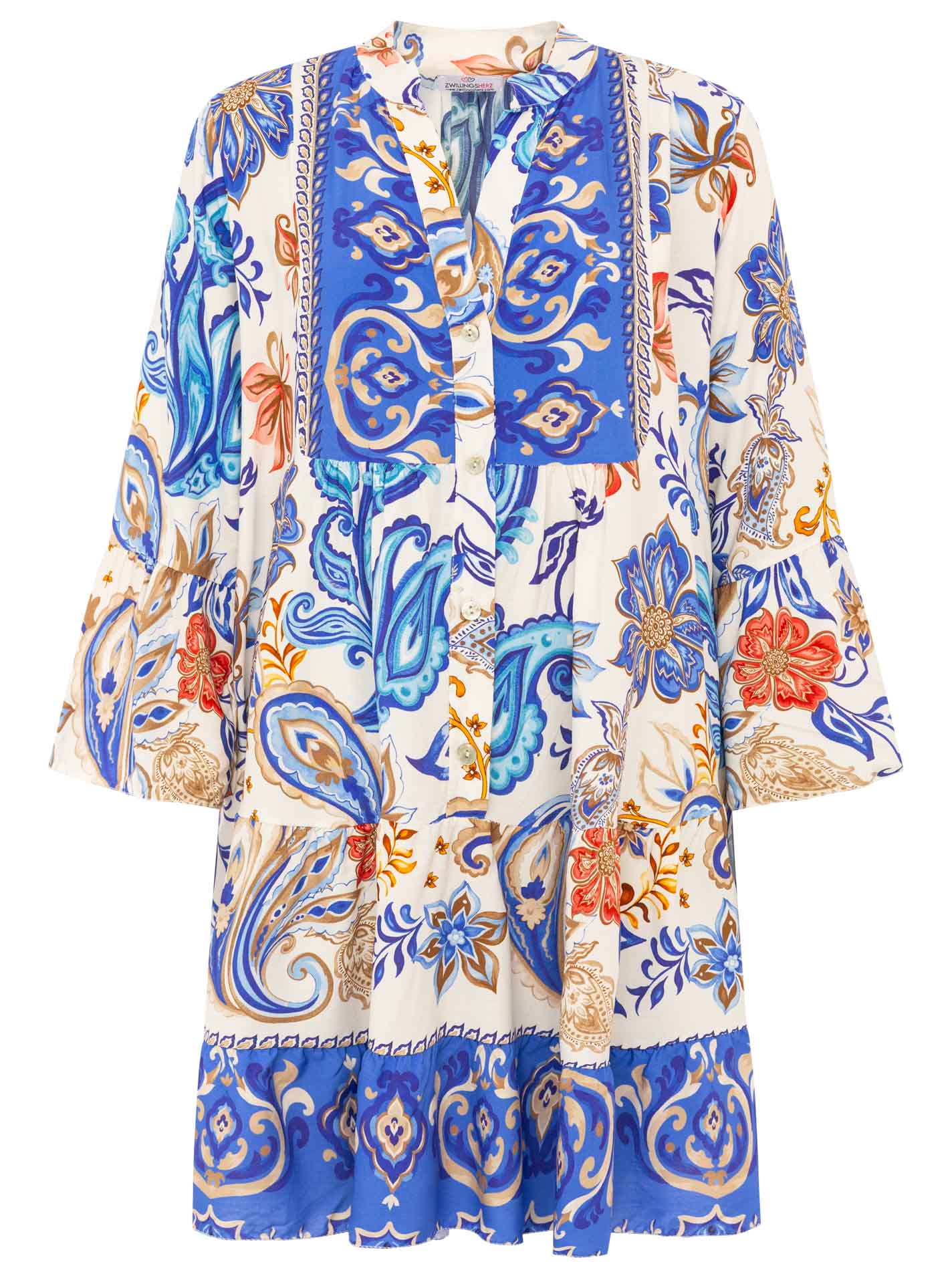 💕 Zwillingsherz Kleid Viskose "The Summer Paisley" Blau