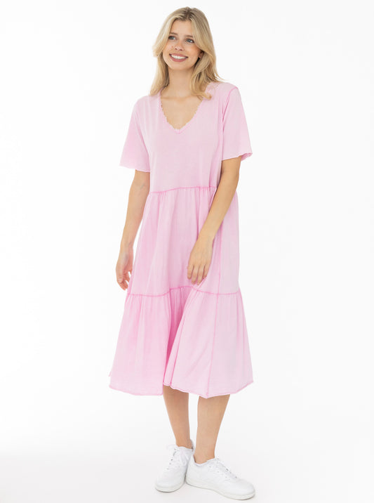 💕 Zwillingsherz Maxikleid BW "Washed Out" Rosa