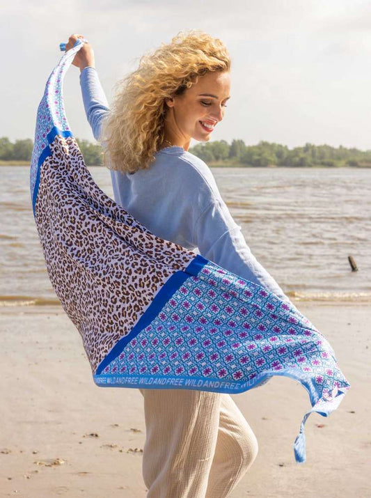 💕 Zwillingsherz Dreieckstuch "Inessa" Bambus Blau