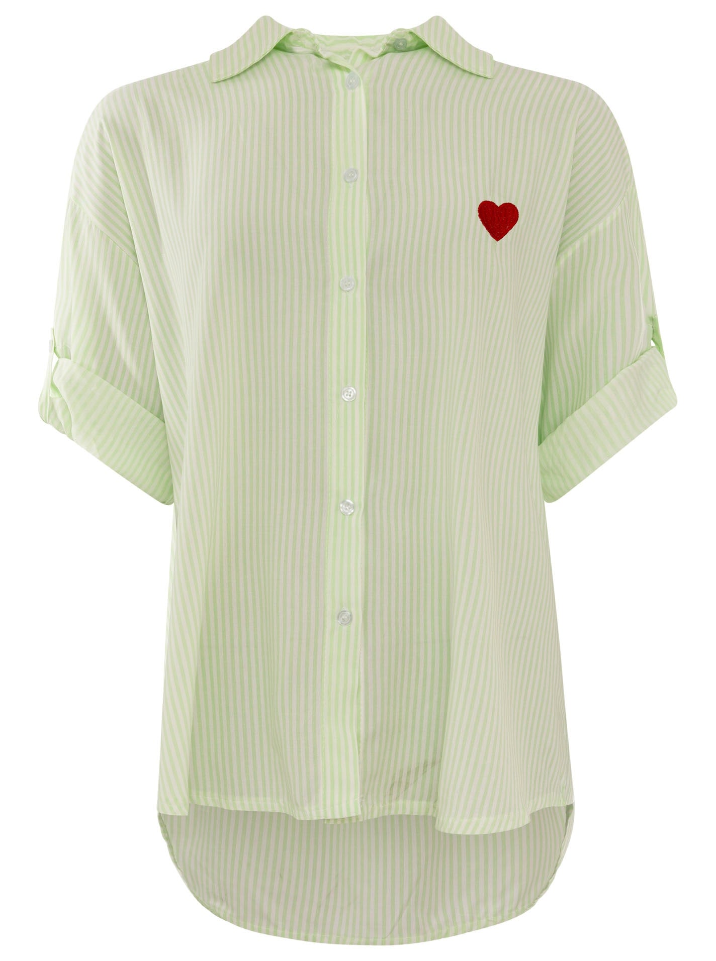 💕 Zwillingsherz Bluse "Streifen & Herz" Grün