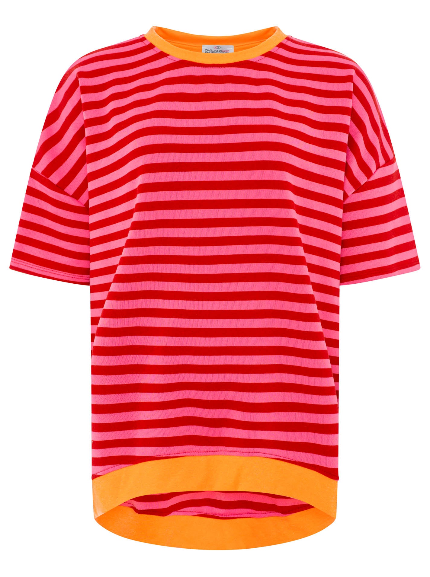 💕 Zwillingsherz Oversize Shirt "Neon Streifen" Pink