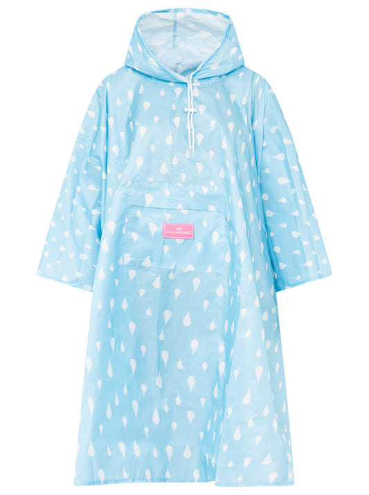 💕 Zwillingsherz Regenponcho "Rain Drops" Hellblau