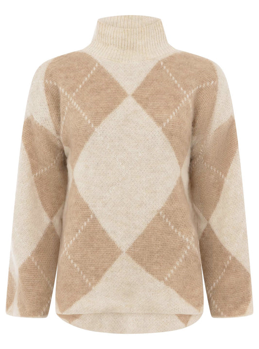 💕 Zwillingsherz Rollkragenpullover "Argyll" Beige