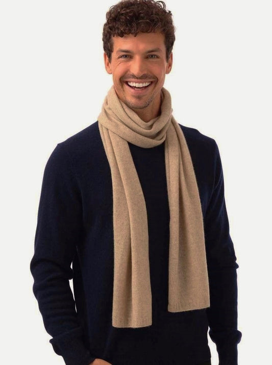 💕 Zwillingsherz Schal 100 % Cashmere "Herren-Uni" Classic Kaschmir Beige