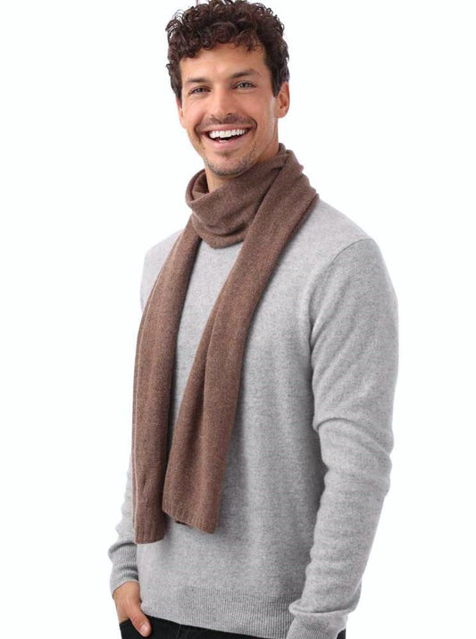 💕 Zwillingsherz Schal 100 % Cashmere "Herren-Uni" Classic Kaschmir Braun