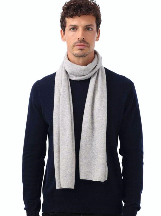 💕 Zwillingsherz Schal 100 % Cashmere "Herren-Uni" Classic Kaschmir Hellgrau