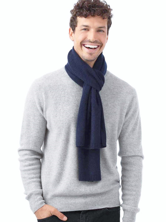 💕 Zwillingsherz Schal 100 % Cashmere "Herren-Uni" Classic Kaschmir Navy