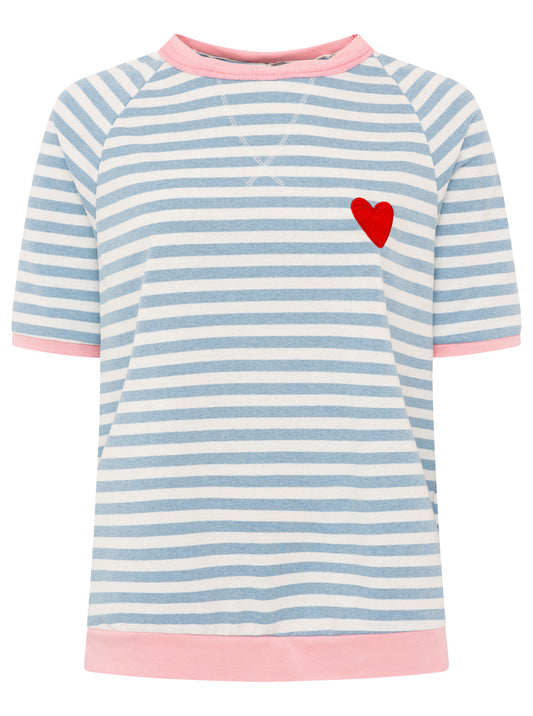 💕 Zwillingsherz Shirt "Streifen & Herz" Blau