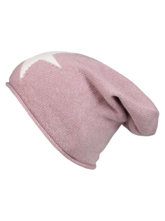 💕 Zwillingsherz Mütze "Sternlein" Beanie Kaschmir Wolle Viskose Fleece Altrosa