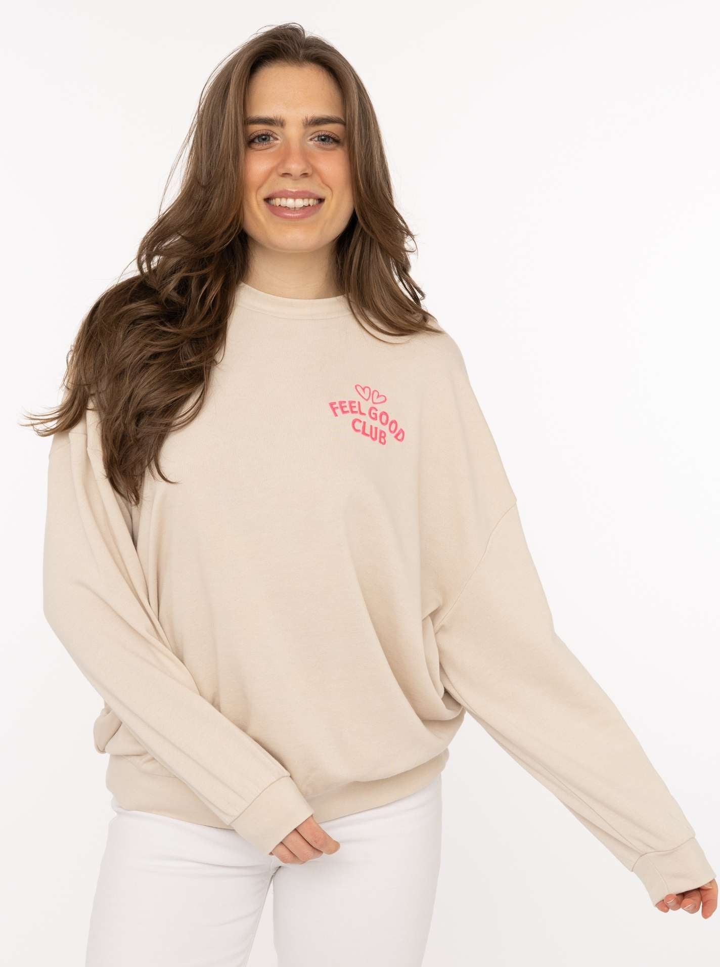 💕 Zwillingsherz Sweatshirt "Feel Good Club" Beige