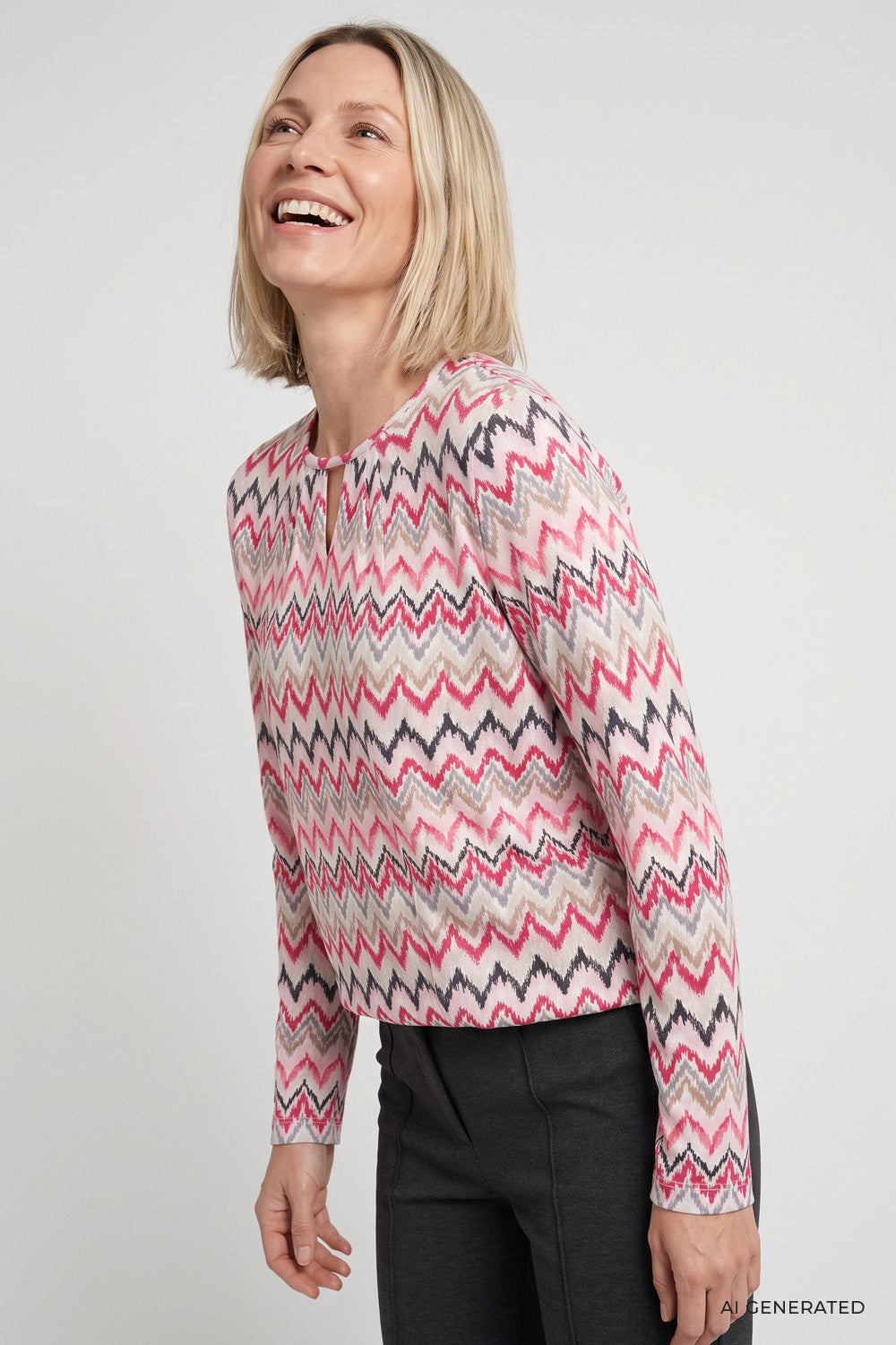 Olsen Shirt Clara mit Allover-Dessin und Tunikaausschnitt Redberry 11105527
