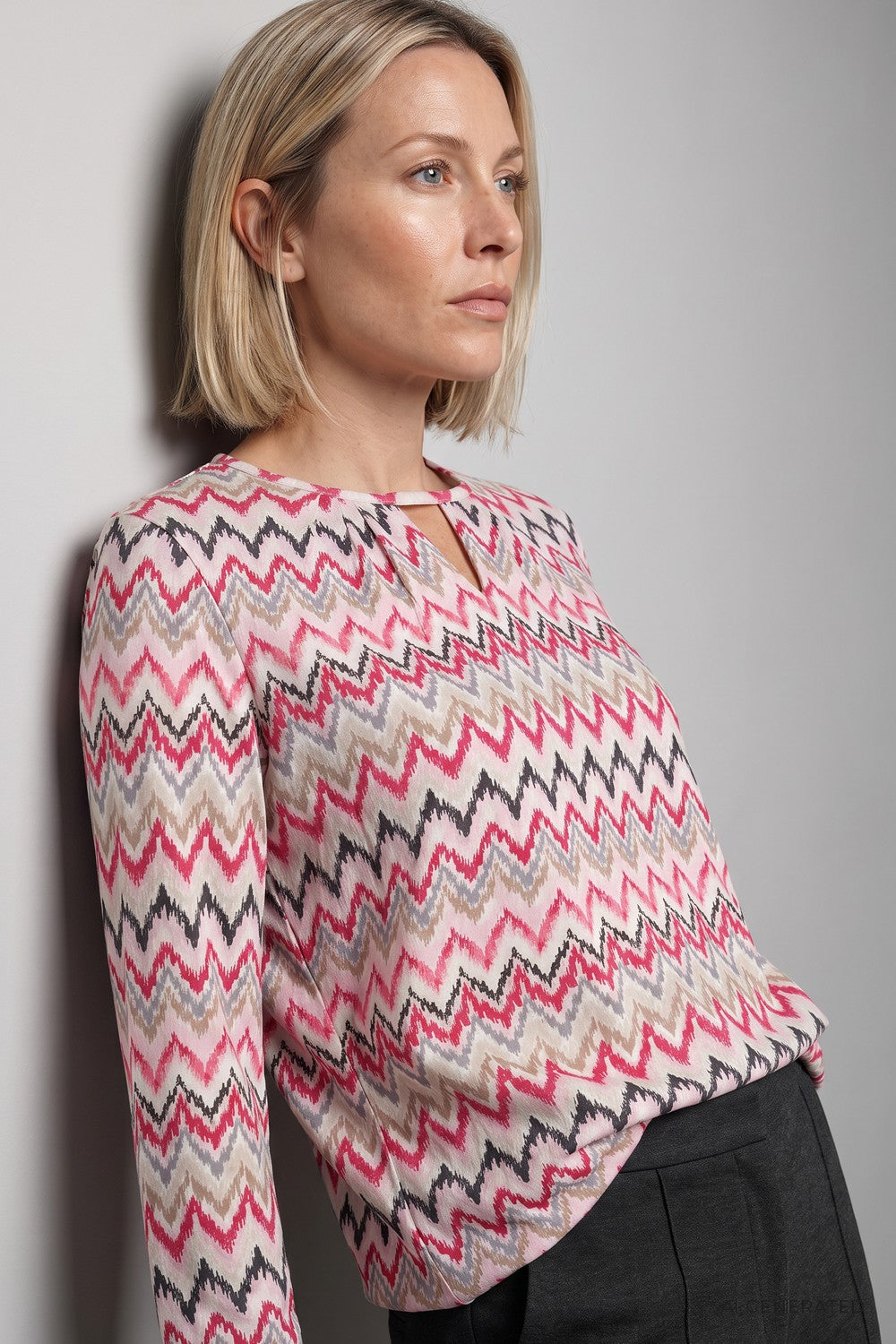 Olsen Shirt Clara mit Allover-Dessin und Tunikaausschnitt Redberry 11105527