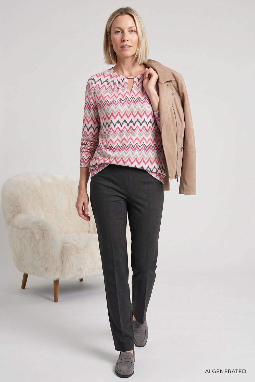 Olsen Shirt Clara mit Allover-Dessin und Tunikaausschnitt Redberry 11105527