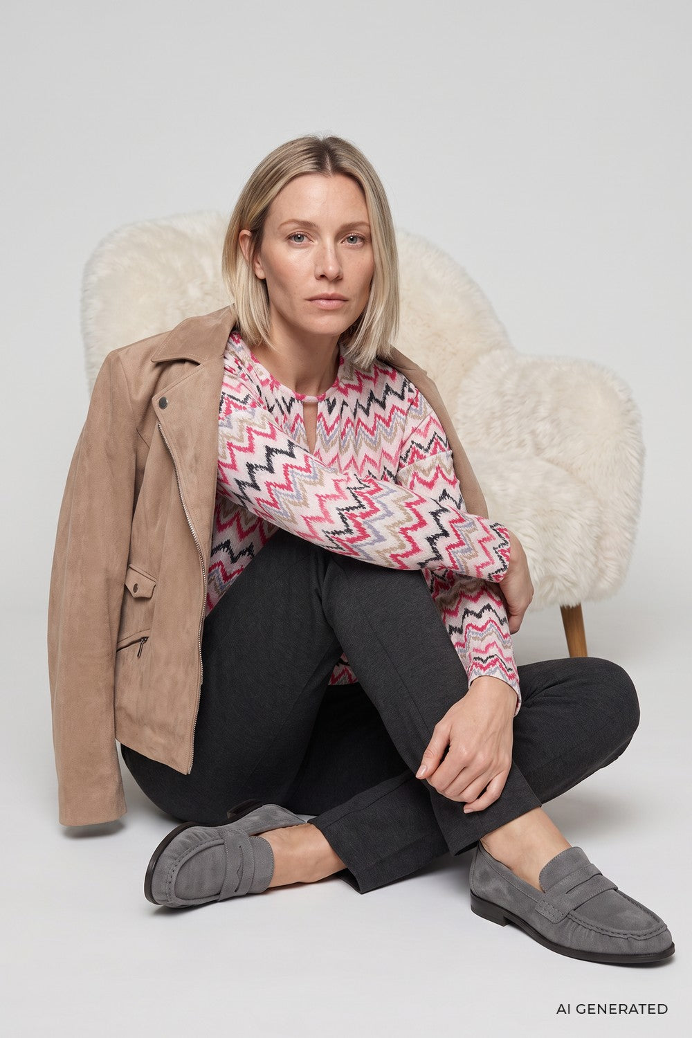 Olsen Shirt Clara mit Allover-Dessin und Tunikaausschnitt Redberry 11105527