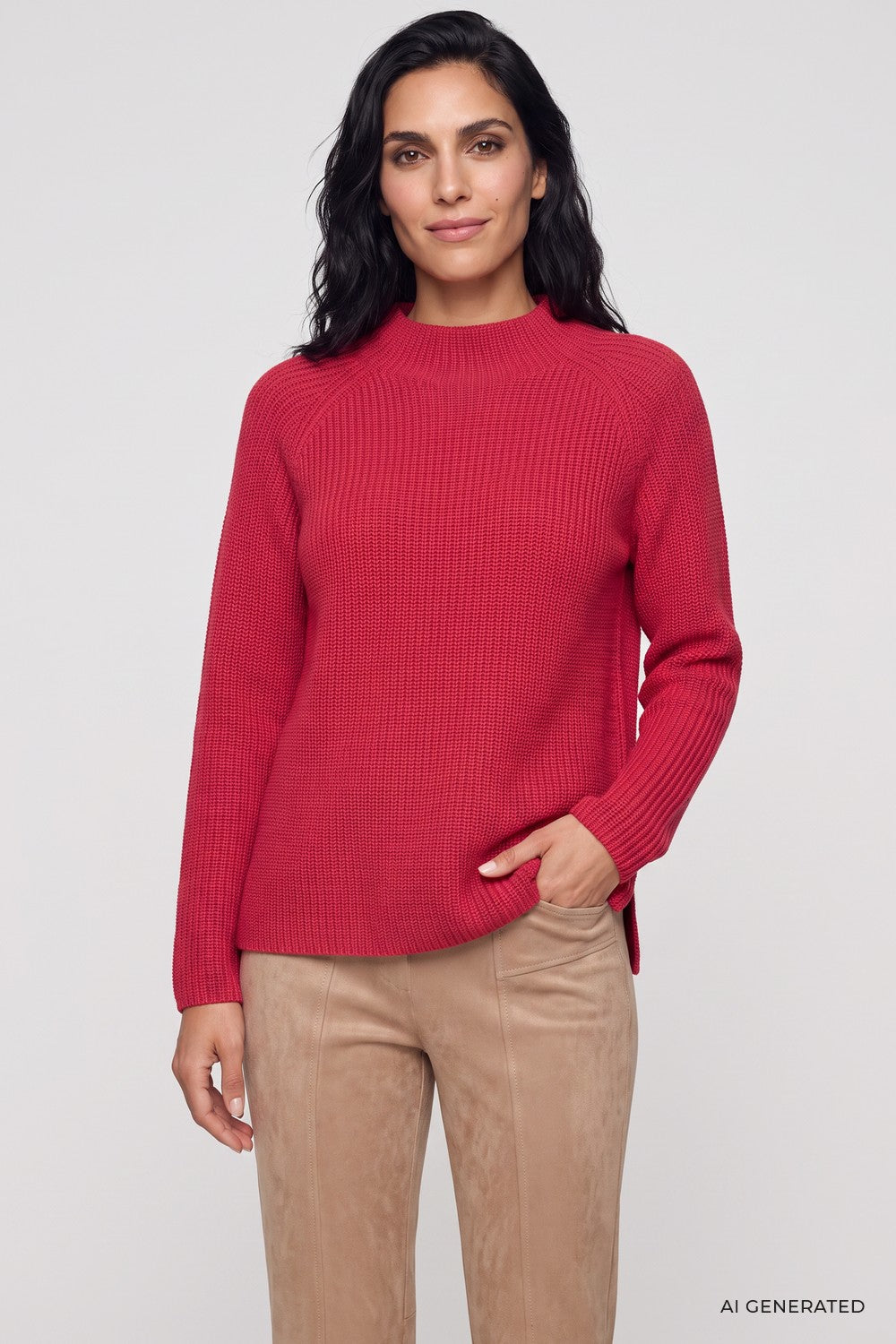 Olsen Pullover mit Kelchkragen und Raglanärmeln 11004145 Redberry