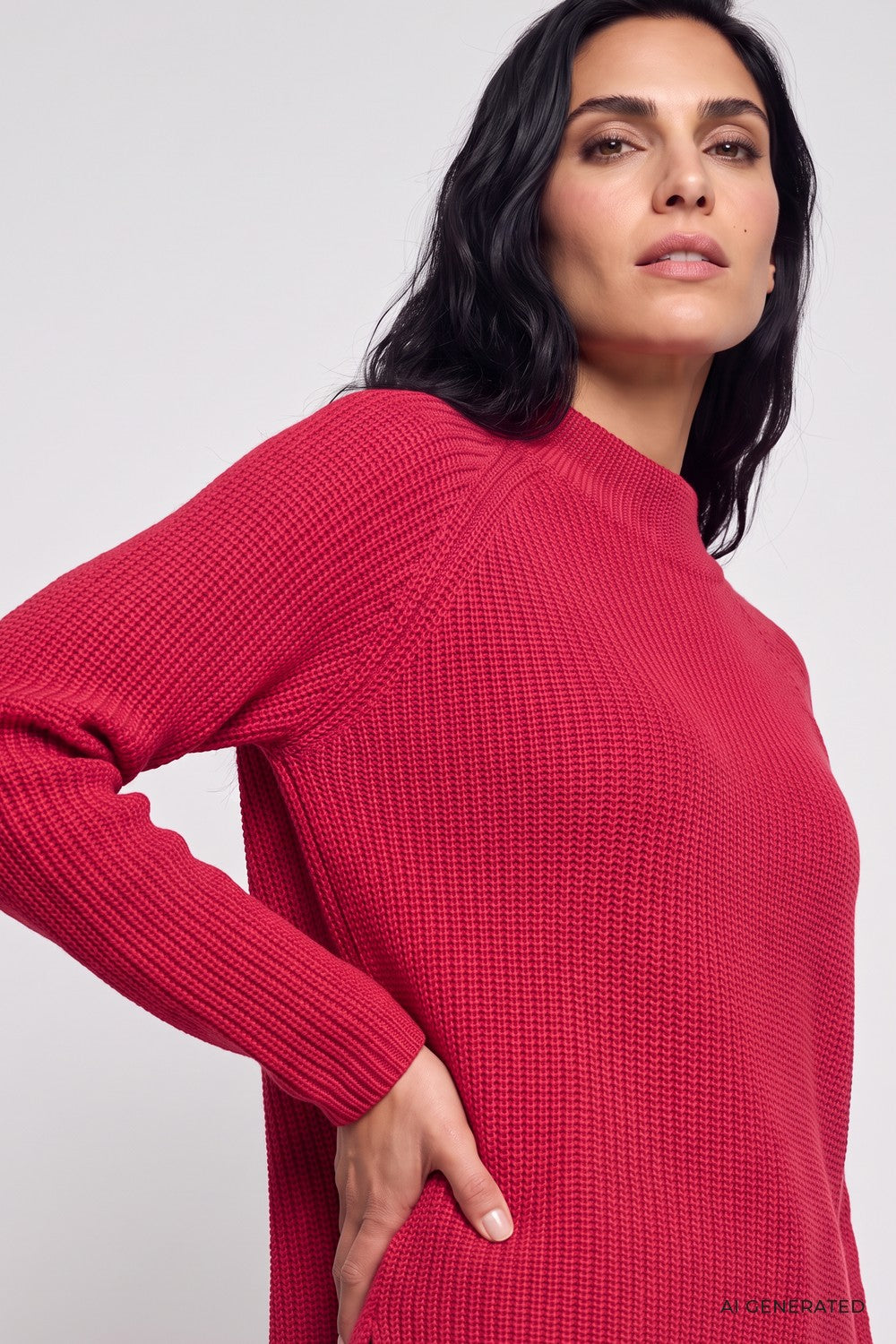 Olsen Pullover mit Kelchkragen und Raglanärmeln 11004145 Redberry